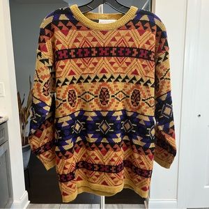 Sugar Co Ltd. Vintage 100% Acrylic Pullover Aztec Print 80s Pattern Women’s S
